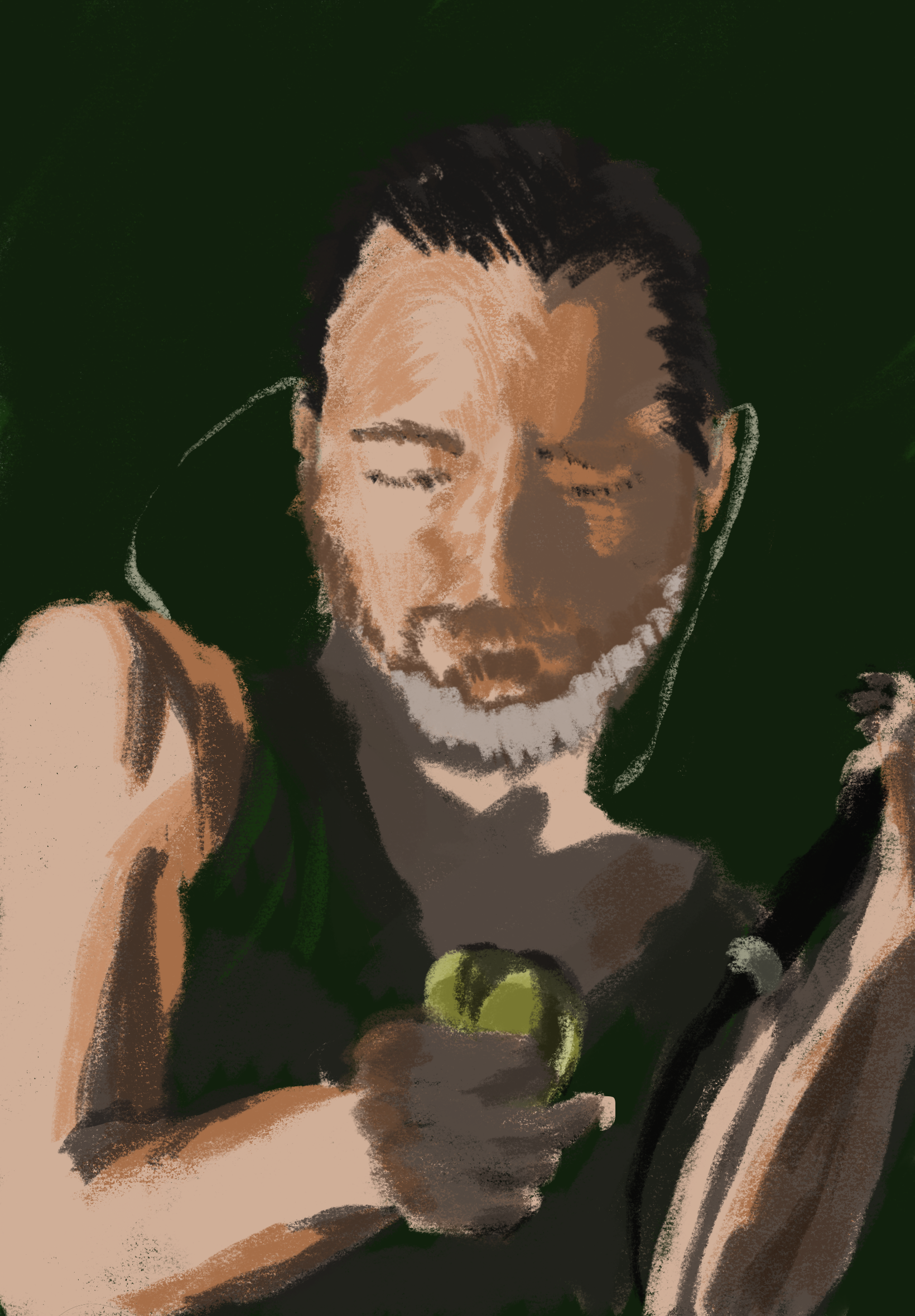 thom yorke shakes a bell pepper (maracas, actually)