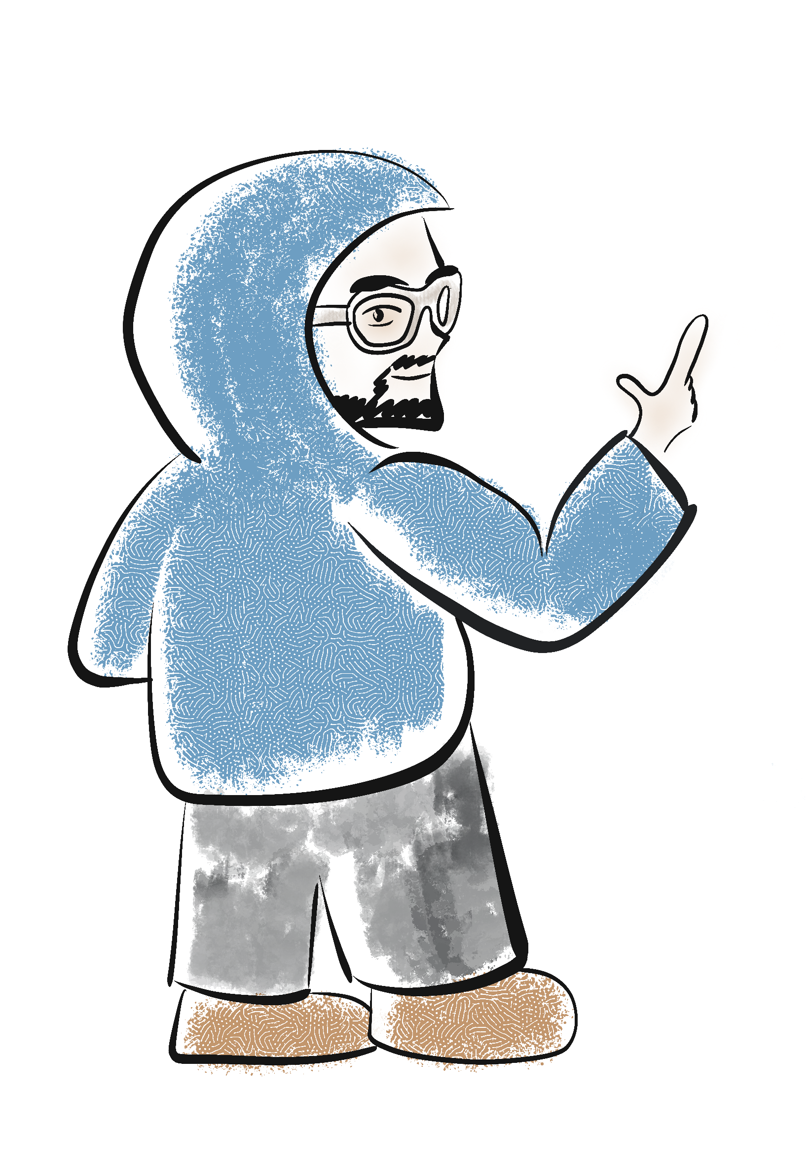 a dude with glasses in a puffy hoodie